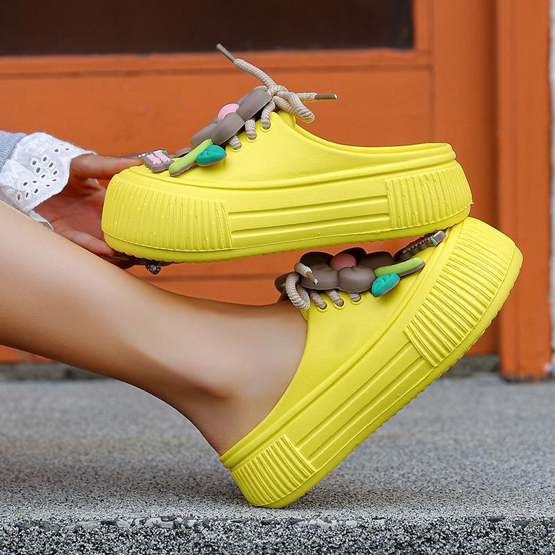 Fashion 2025 Summer Women Slippers Cute DIY Flower Platform Sandals Casual Indoor Outdoor Clogs Beach Slides Female Home Garden Shoes