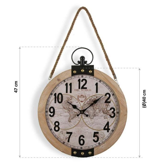 Versa Mapamundi Wall Clock 40 X 6.5 X 47 Cm Mdf Wood