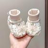 Newborn Baby Girl Soft Sole Fleece-Lined Shoe-Sock Combo, 0-12 Months - Slip-Resistant, Thickened for Autumn/Winter.