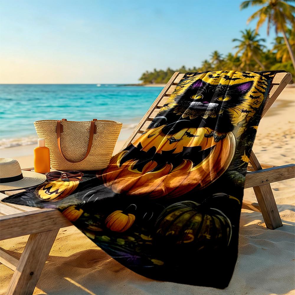Halloween Beach Towel Super Soft & Absorbent Comfortable Lightweight Suitable for Swimming, Gym, Camping, Yoga Vacation