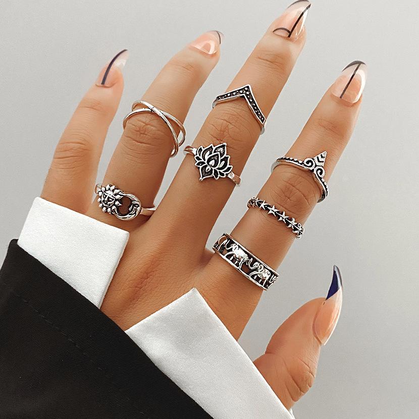 Vintage Distressed Butterfly Snake-shaped Ring Set - Multi-jointed Open-ended Set Ring Set