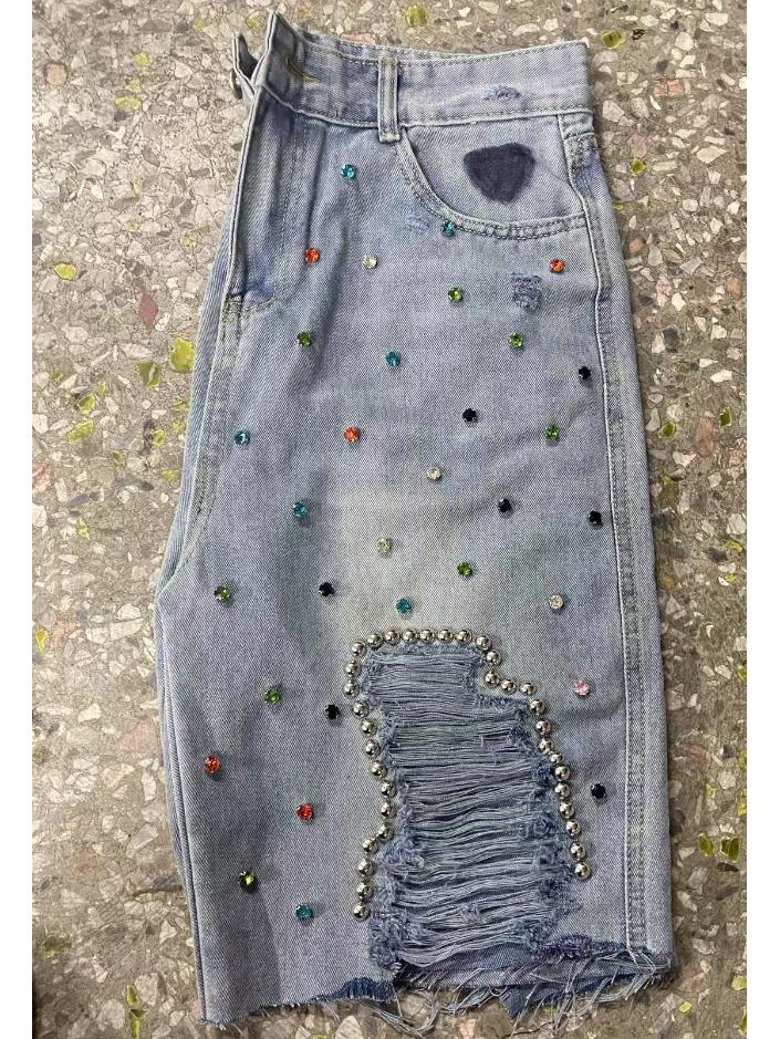 Pantaloni da Donna di Media Lunghezza Moda Europea e Americana Fai da Te