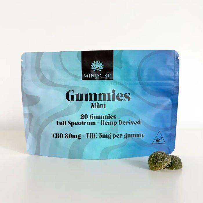 20 Gummies CBD 30mg + THC 5mg (Menthe) 4 sachets