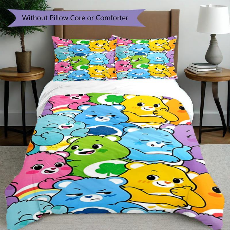 3pcs Duvet Cover Set (1*Duvet Cover + 2*Pillowcase, Without Core), Care Bears Print Bedding Set, Bedroom Decor, All‑Season, Birthday Gift