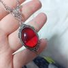 Gothic Retro Blood-red Black Stone Oval Glass Pendant Necklace for Women Hallowmas Party Charm Fashion Jewelry Accessories Gifts