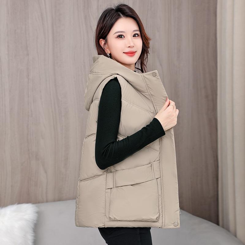 Neue Weste Winter Baumwolle Pferdeclip Kapuze Modisch und Vielseitig Kurze Baumwollweste Locker und Stilvoll Schlanke Jacke