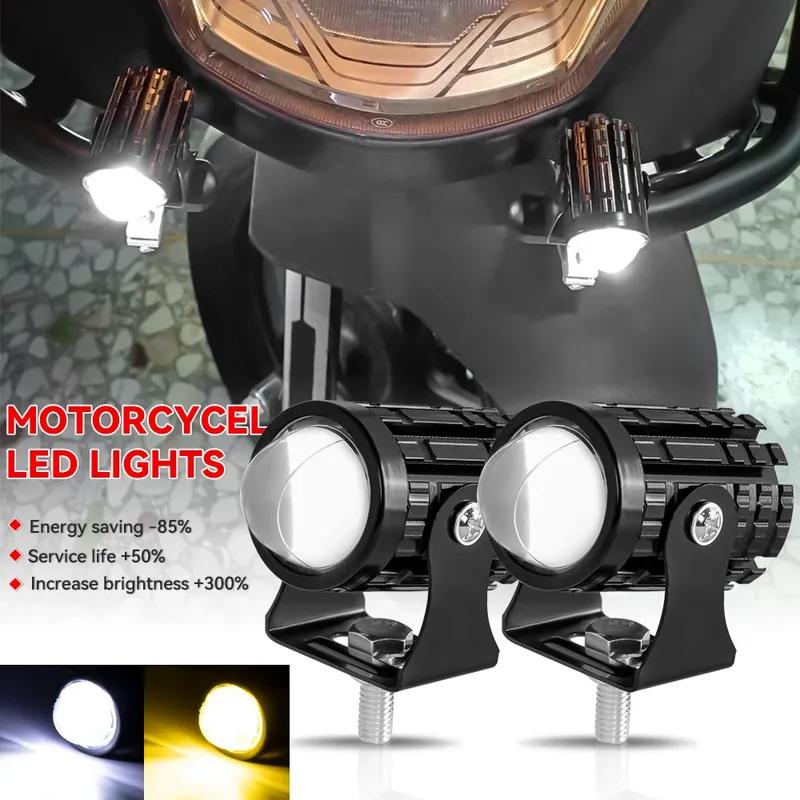 Motorcycle Mini Driving Light Dual Colo for Headlight Auxiliary Spotlight Lamp R ATV Scooter 12V Moto Fog Light Accessories