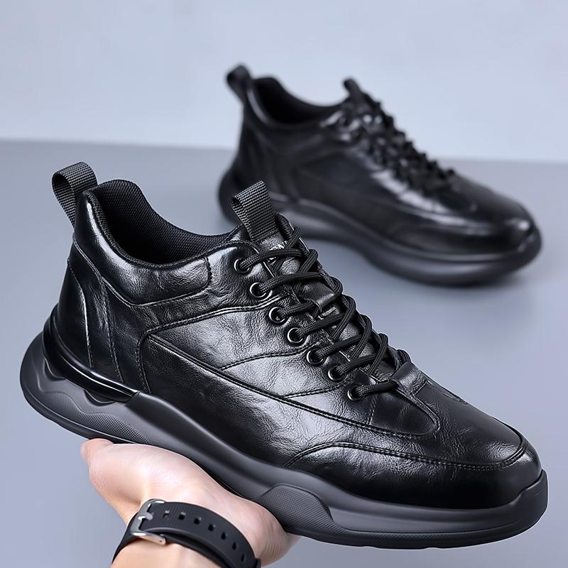 

Модные минималистичные деловые повседневные мужские кожаные туфли Высококачественные мужские удобные уличные молодежные спортивные туфли для отдыха 44 чёрный