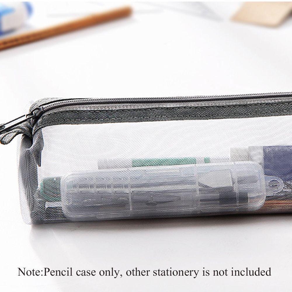 Purse Handbags Cosmetic Makeup Transparent Grid  Zipper Pencil Case Mesh Pen Bag Cosmetic Storage