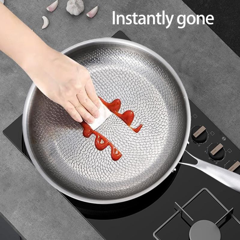 Poêle à Frire en Titane avec Set de Spatules Ustensiles de Cuisine Antiadhésifs Résistants aux Rayures Pour Tous Types de Plaques de Cuisson Nettoyage Facile Design Martelé