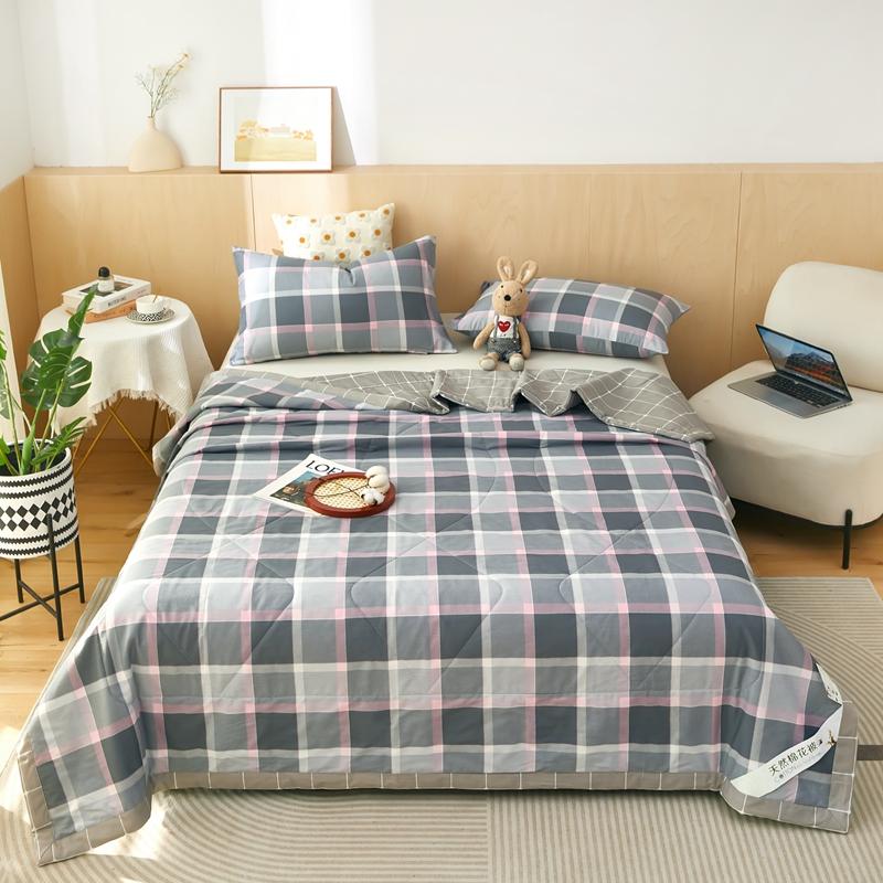 Cartoon Dinosaur Summer Quilt 100% Cotton Skin-friendly Breathable Air Conditioning Quilt Travel Camping Thin Blanket Washable