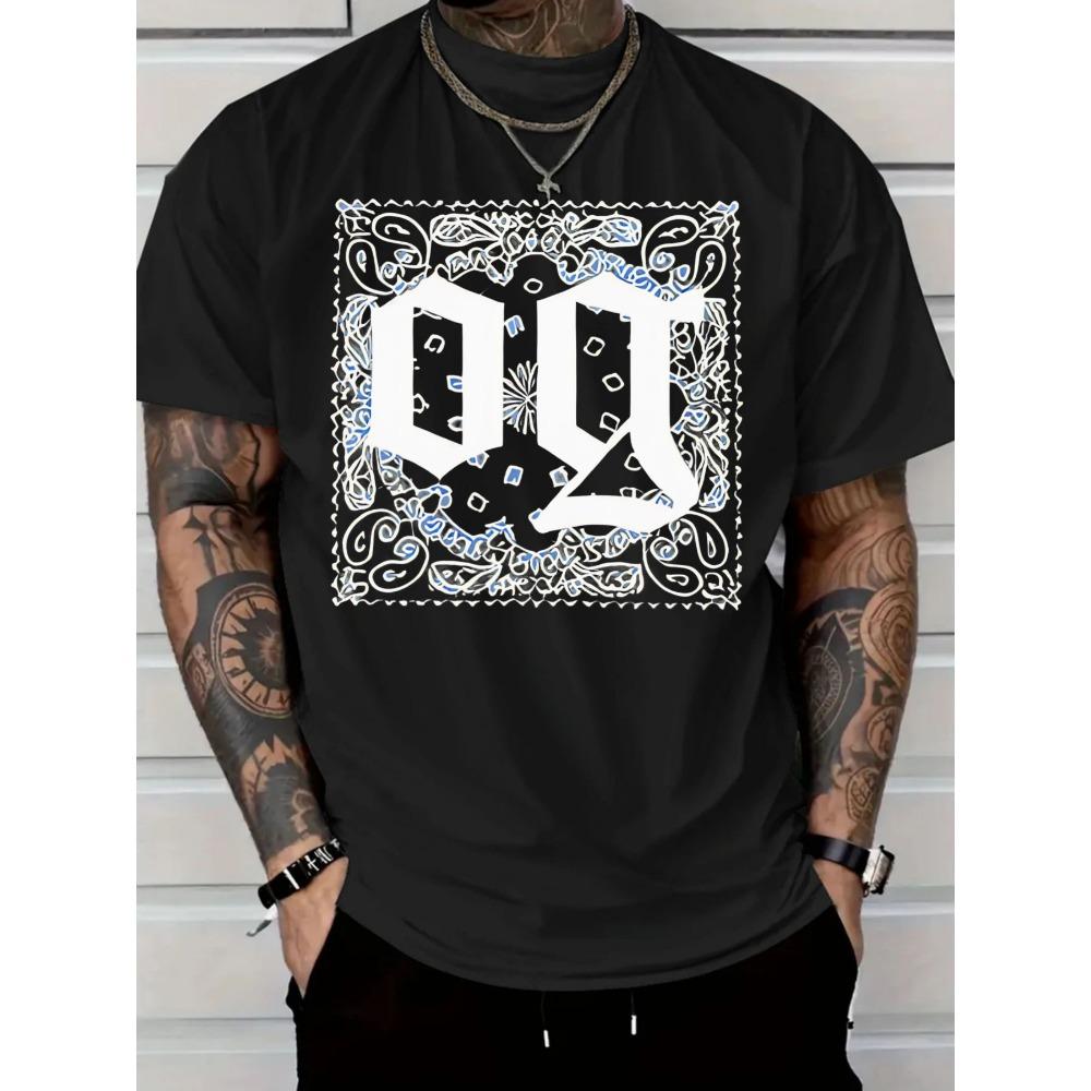 

Gothic G T-Shirt Oversized White Paisley Printed Cotton T-Shirt Soft Loose Crew Neck Short Sleeve Shirt S
