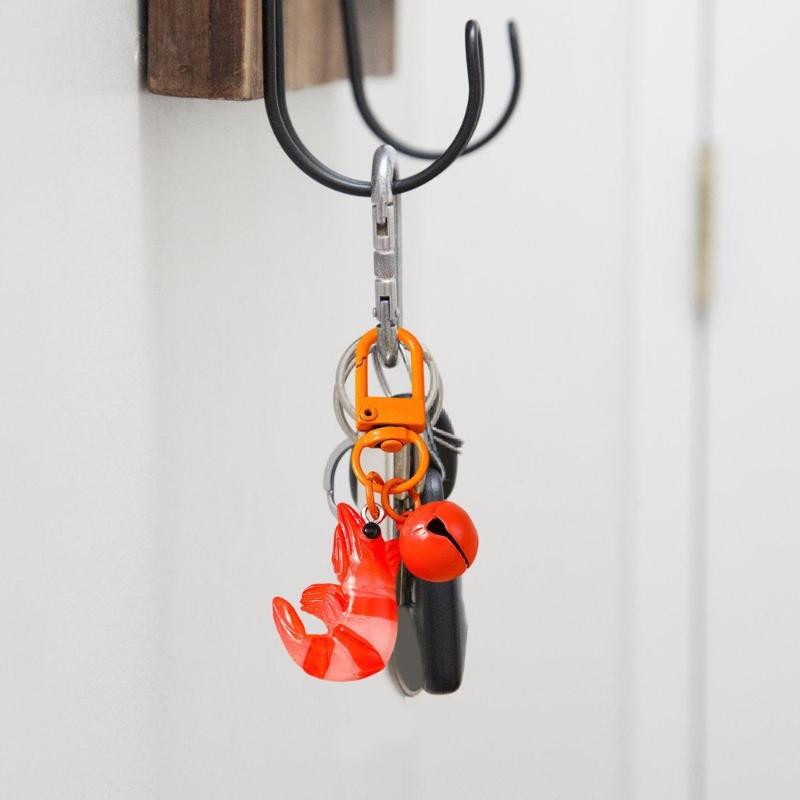 Cartoon Simulation Lobster Keychain Artistic Resin Pendant Bell Embellished Decoration For Girls Bag Accessories