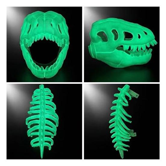 Costume Scheletro di Dinosauro 3D Scheletro di Dinosauro Luminoso nell'Oscurità Peluche Scheletro Carino con Suono Ruggente per Festa in Costume Vestito Cosplay Accessori