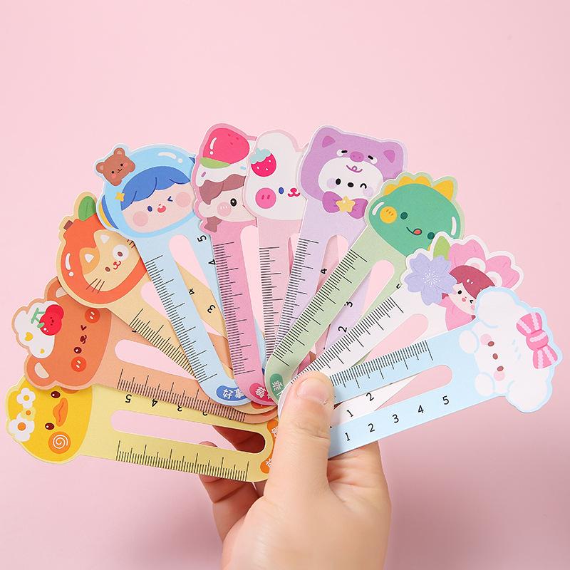 50PCS Cute Cartoon Animal Bookmarks Dual-Purpose Bookmark Rulers Book Clip Accessories Student Stationery School Supplies
