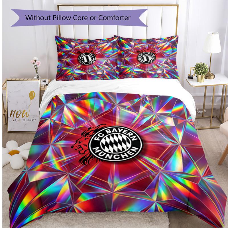 Bayern Munich Pattern Printed 3PCS Bedding Set Soft Skin-Friendly Washable Duvet Cover & Pillowcases Set All Season Bedroom