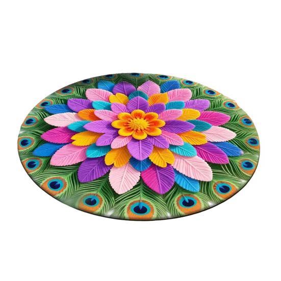Yousheng Diatomaceous Earth Floor Mat 3D Realistic Rainbow Sunflower Pattern Quick Dry Non-Slip Absorbent Mat