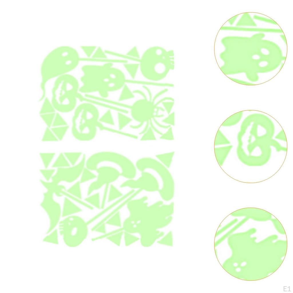2x Halloween Luminous Stickers Glow In The Dark Window Decals Wall Sticker Scene Layout Night
