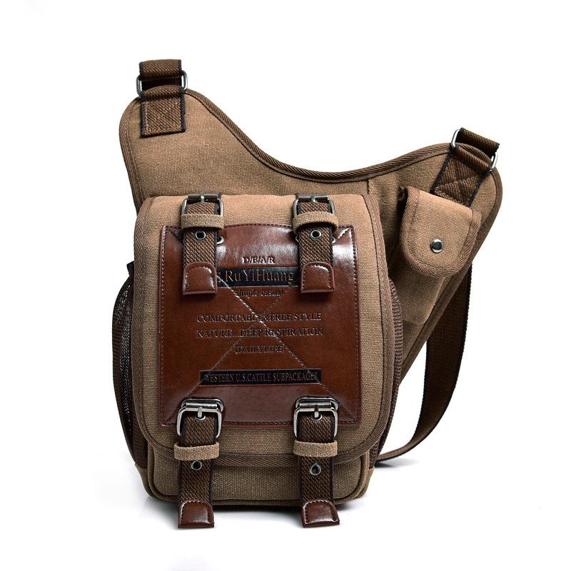Men's Trendy European Fashion Multi-Compartment Canvas Messenger Bag