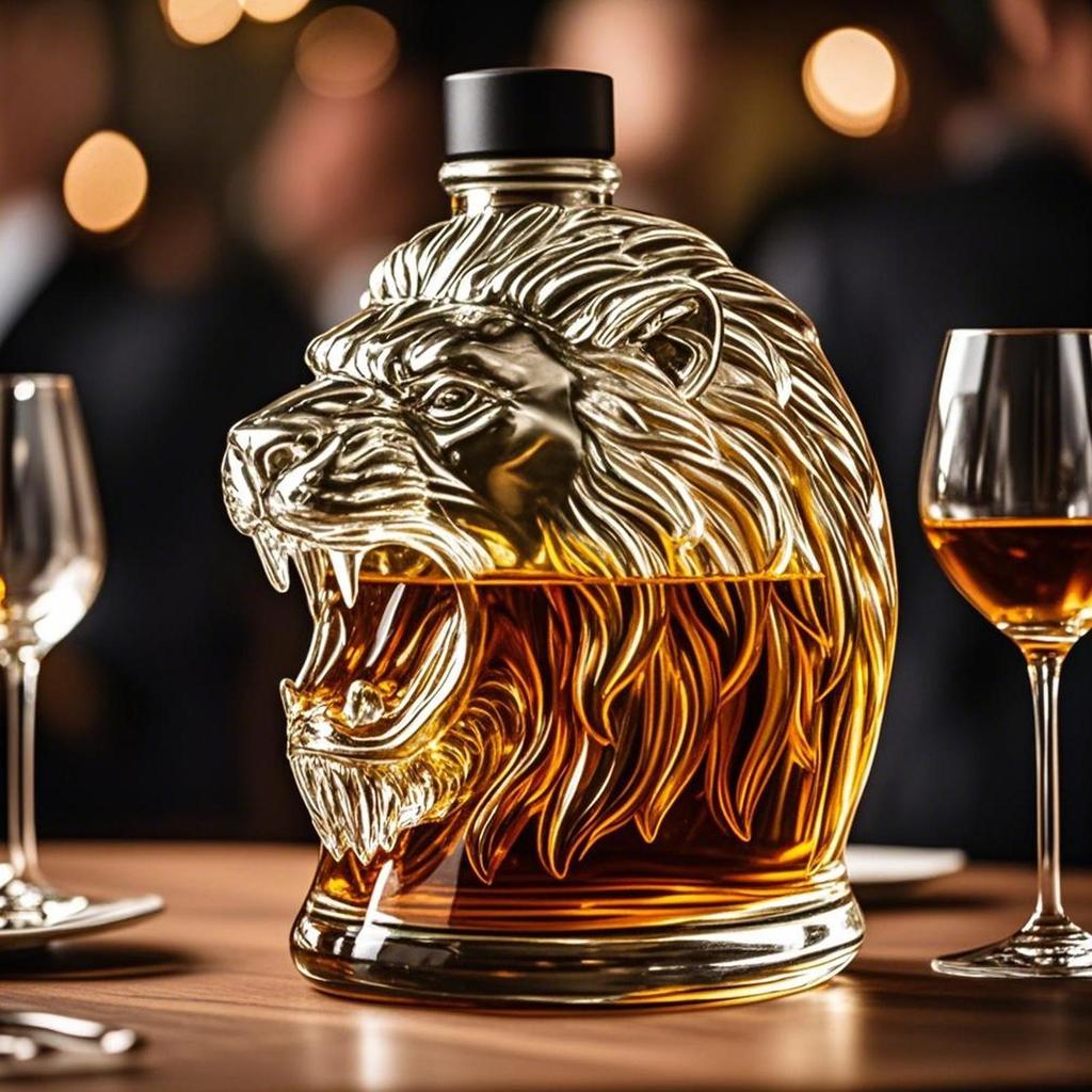 Löwe Weinglas Karaffe Alkoholspender Karaffe Flasche Whiskey Tierprofil Weinbehälter Für Männer Vater Ehemann Geschenke
