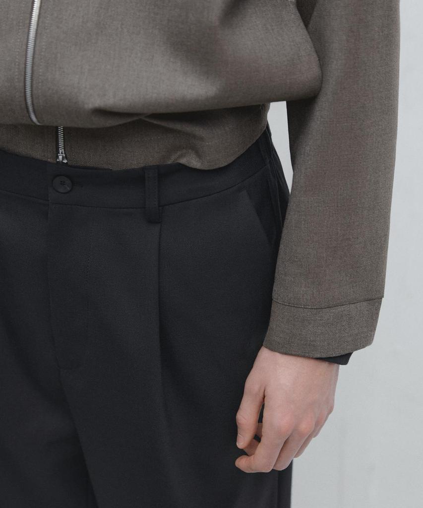 Masimodutti Relaxed Fit Wool Pintuck Detail Pants