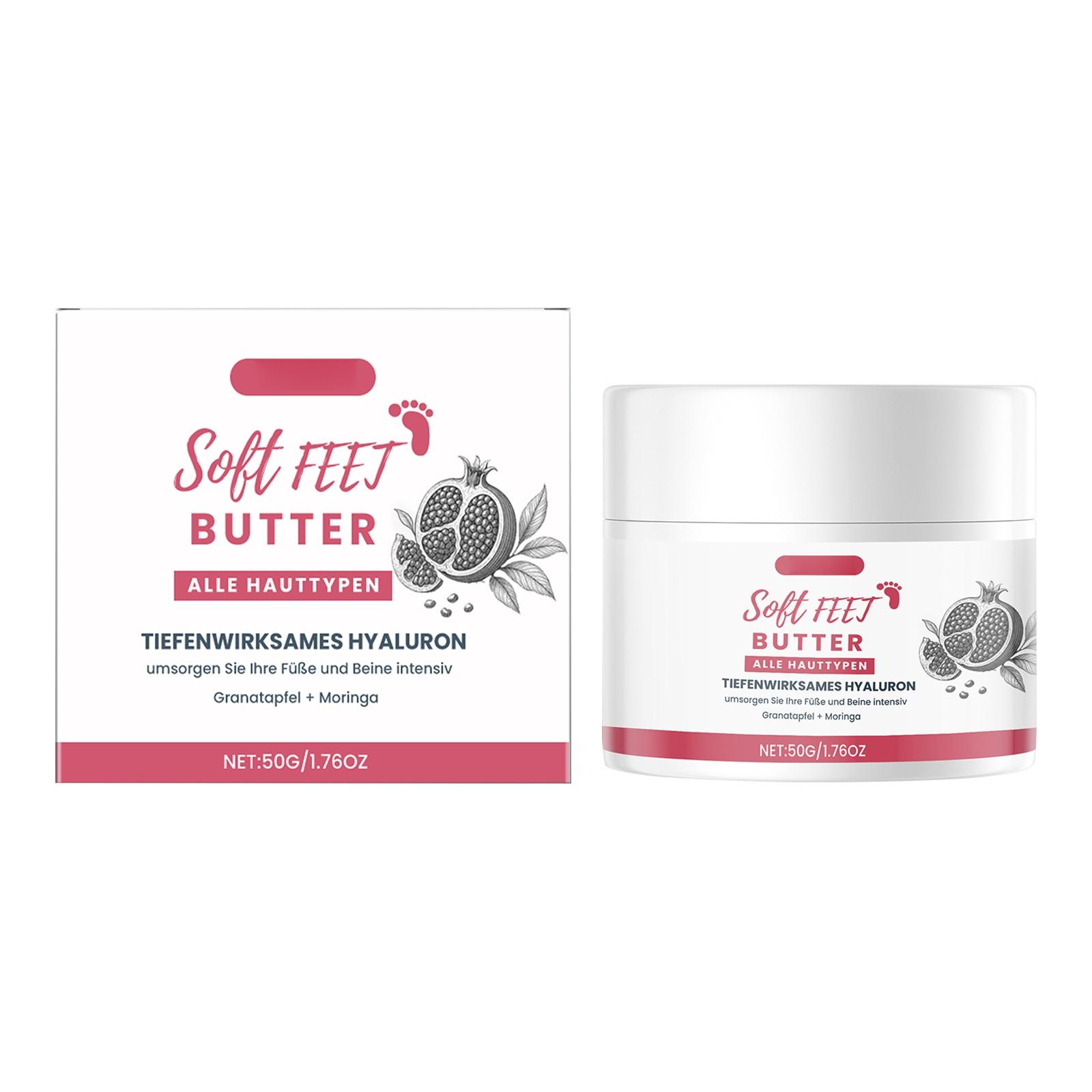 

Питательный увлажняющий крем для ног Soft Feet Butter с гранатом и морингой, освежающий увлажняющий крем, 50 г One Size белый
