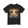 Unisex Adult T Shirt Stained Glass Style Art Dual Tiger Roar Colorful Graphic