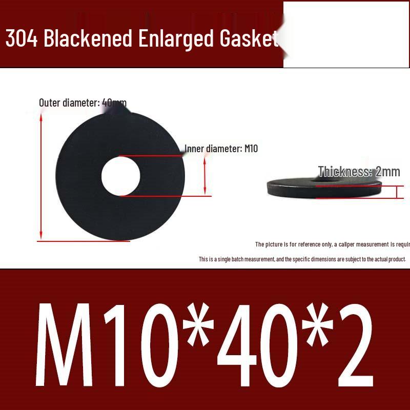 Large Black 304 Stainless Steel Ultra-Thin Oversized Flat Washer, Zinc-Plated