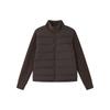 Women's Stand Collar Quilted Puffer Jacket Fleece Sleeve Patchwork Zip Up Short Cotton Padded Coat Solid Color Winter Outerwear