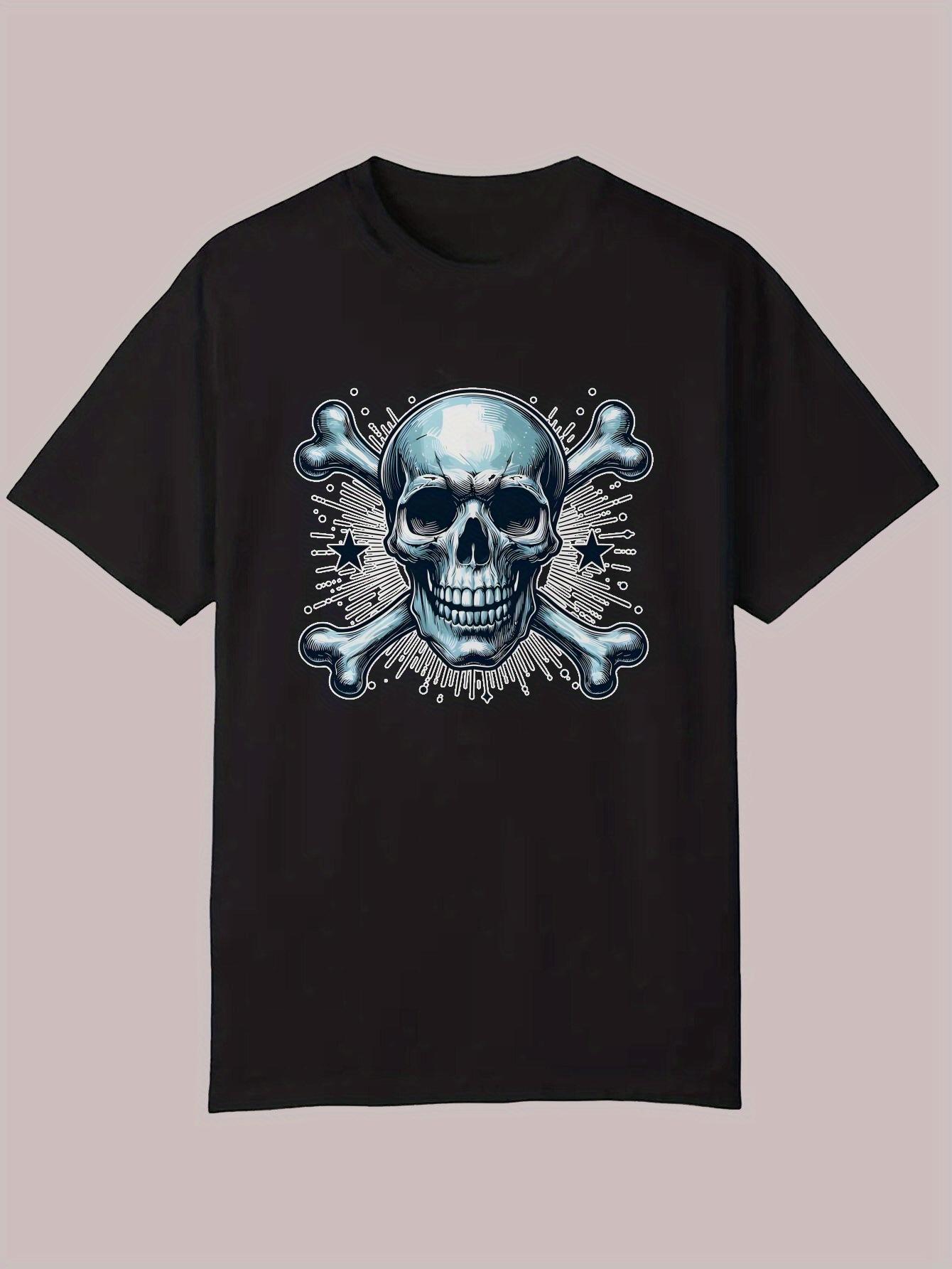 Casual Summer Graphic T-shirt - Skull & Wings Design XXXXL