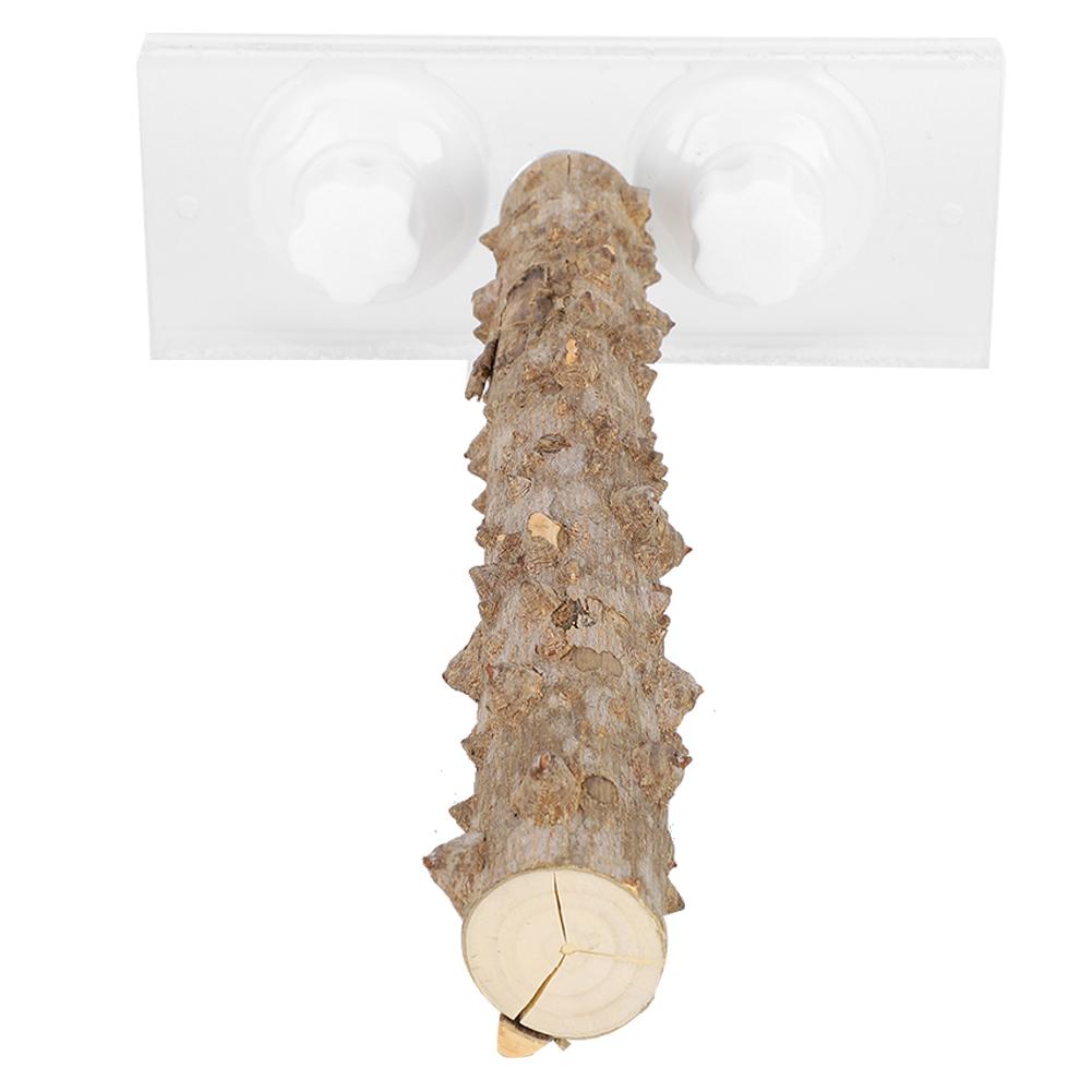 Parrots Outdoor Portable Wood Perch 30CM Pet Bird Shower Standing Rod with Suction Cup