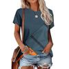 Moda Donna Girocollo Manica Corta Stampa Colore 3D Casual T-shirt Casual a Manica Corta Girocollo