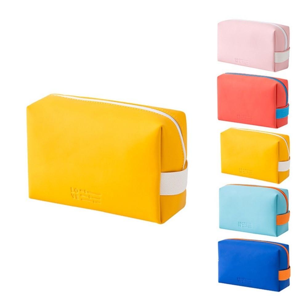 Large Capacity Cosmetic Bag PU Leather Multifunctional Design Toiletry Storage Bag Candy Colors Waterproof Travel Makeup Bag