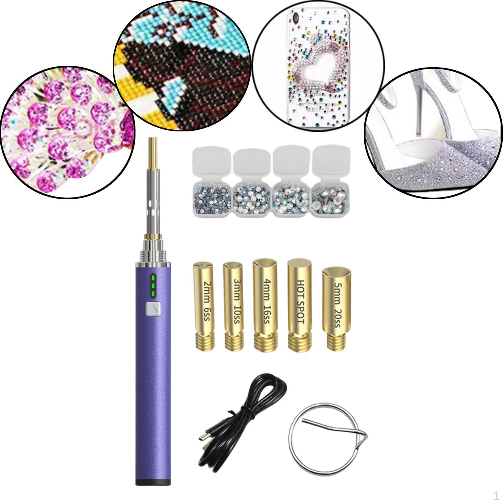 

Rhinestone Apply Tool Kit Setter DIY Crafts Portable Melting with 5 Tips for Bag