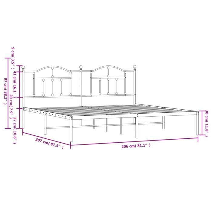 VidaXL Metal Bed Frame with Black Headboard 200x200 Cm 353446