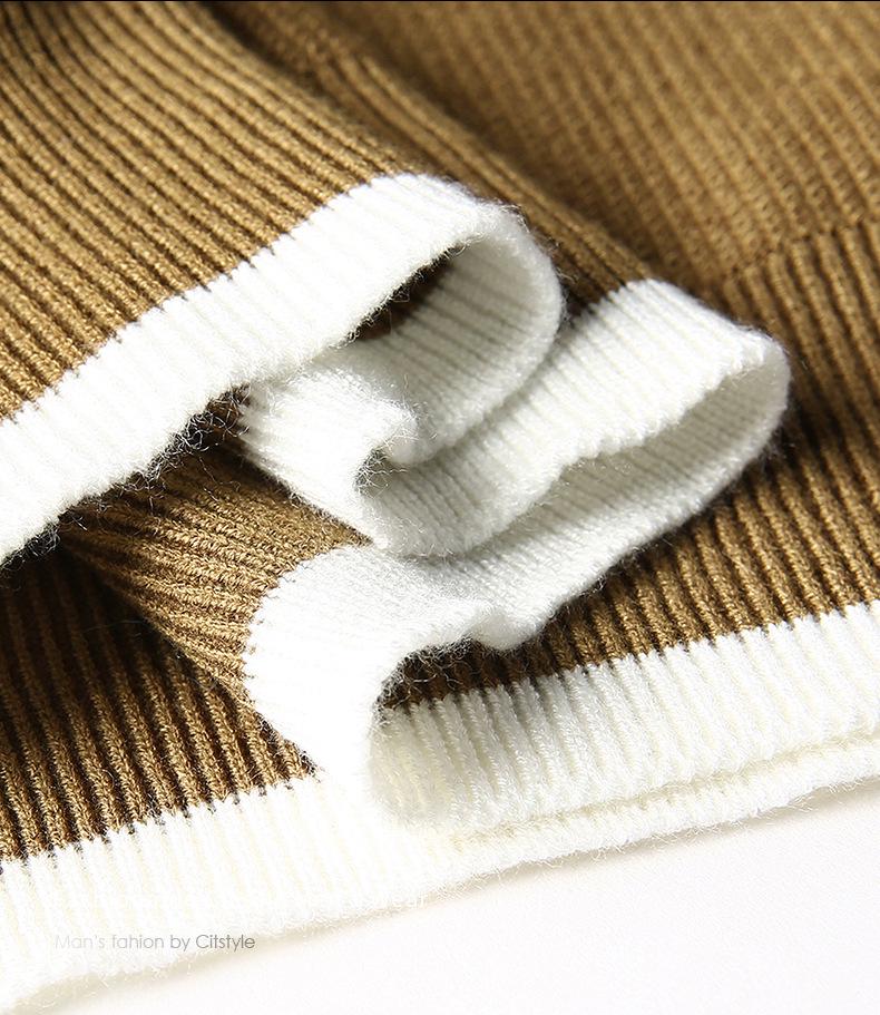 Men's Long Sleeve Round Neck Knit Sweater - Spring & Autumn Style, Fashionable Waffle Knit for Young and Middle-aged Individuals