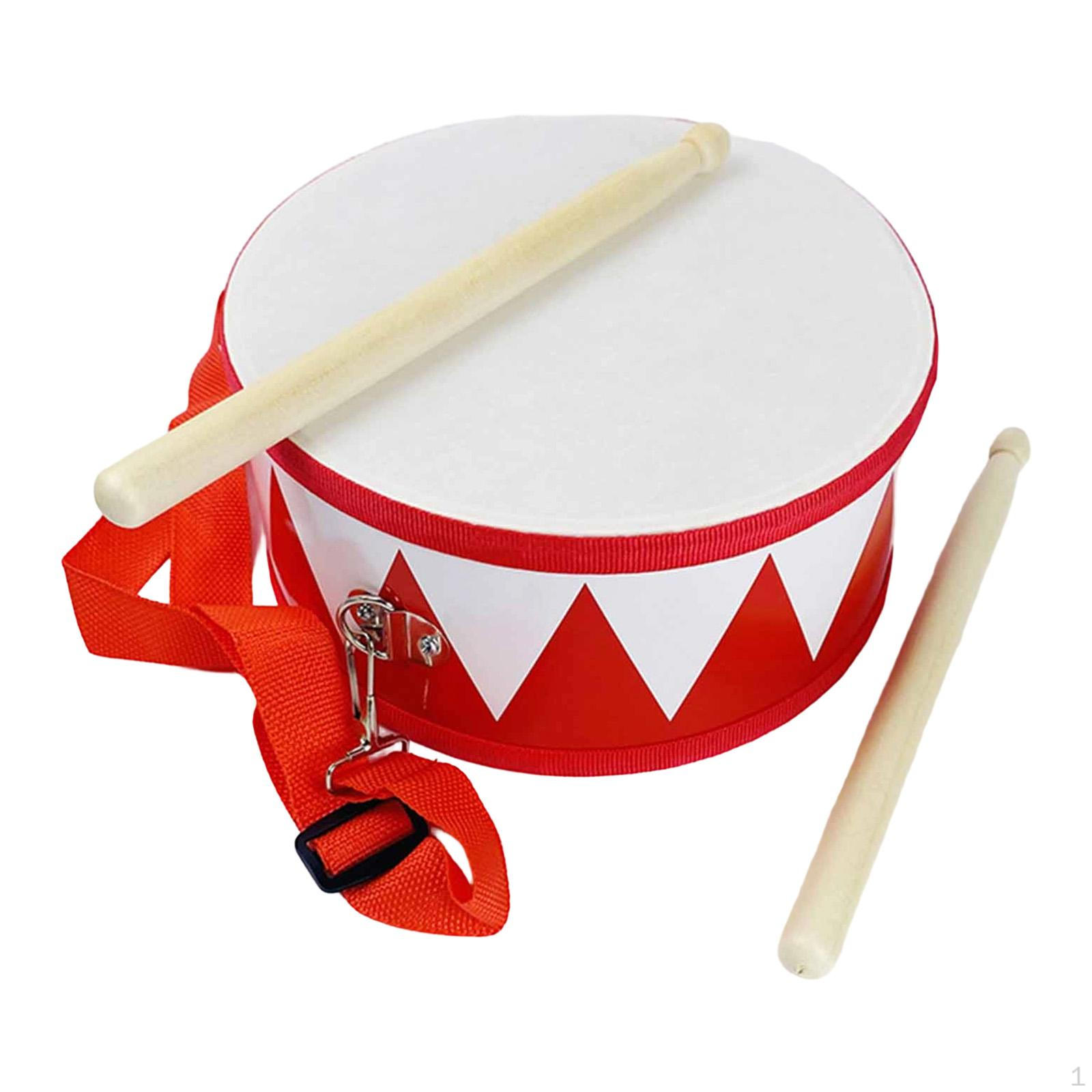 Children s Drum Hand Wooden Percussion Musical Instrument with Drumsticks to Support Red Triangle