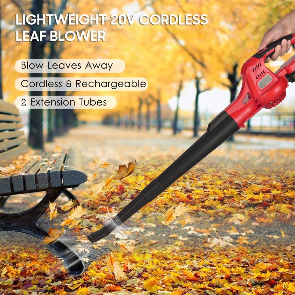 20V Cordless Electric Leaf Blower 2-Speed Control 60MPH 130MPH Portable Handheld Power Leaf Blower