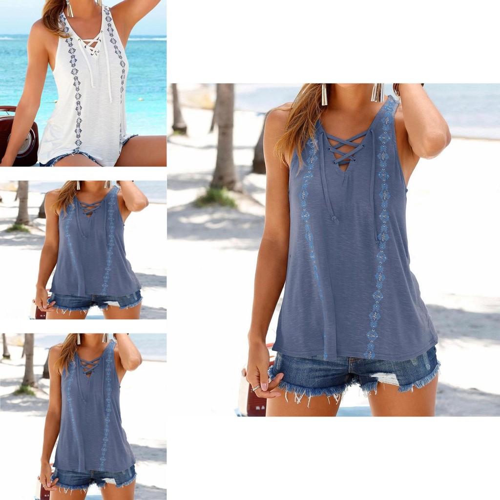 Versatile Blouse Femme Summer T-shirt Col V Sans Manches For Effortless Fashion