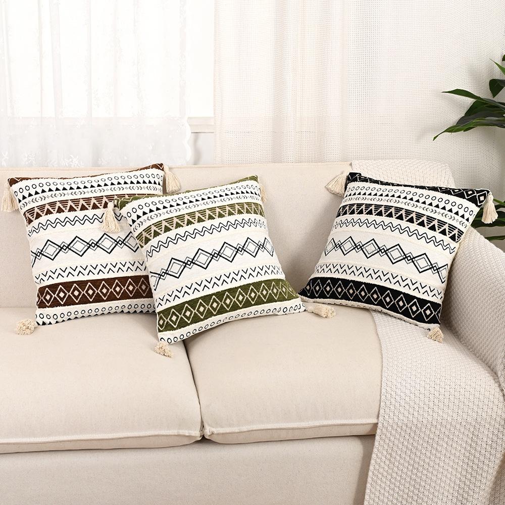 45x45cm Geometric Chenille Jacquard Throw Pillowcase Cojines Ethnic-Style Sofa Cushion Covers Headboard Pillowcases Decor Home