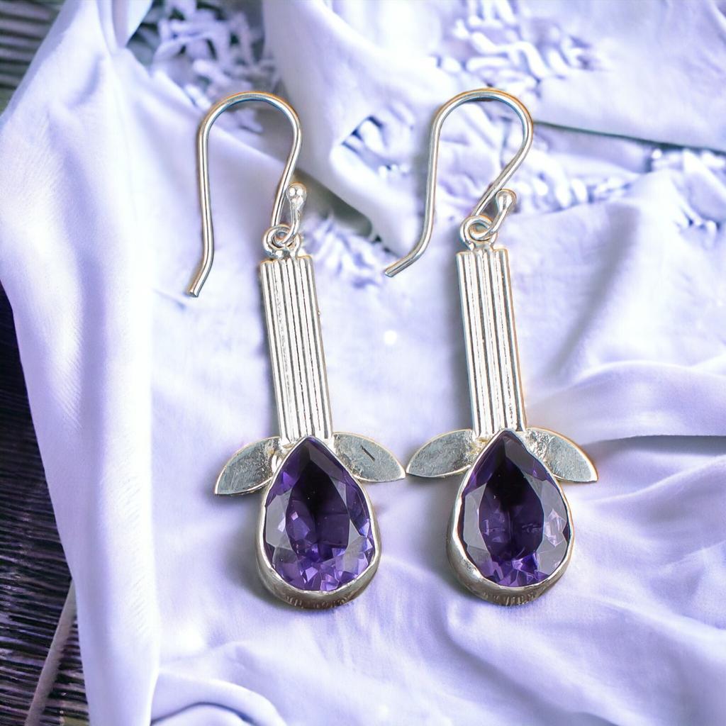 Natural Iolite Gemstone 925 Sterling Silver Handmade Jewelry Earring For Wife EE-36-7