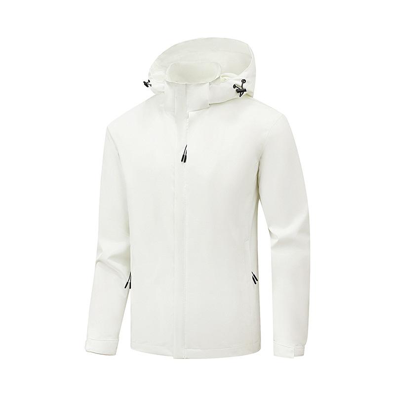 Jarní a podzimní bunda Pánská jednobarevná outdoorová bunda s kapucí Pánská