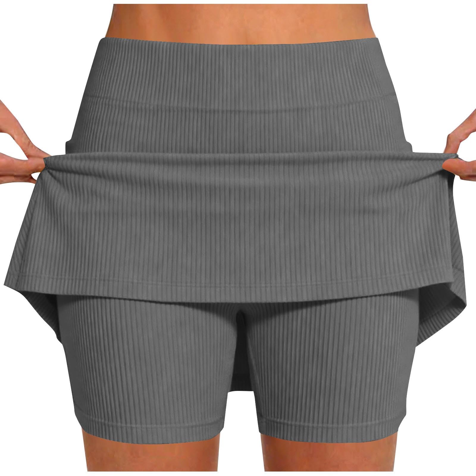 Women s Casual Athletic Fitness Running Yoga Pleated Shorts Skirt Tennis Skirt L