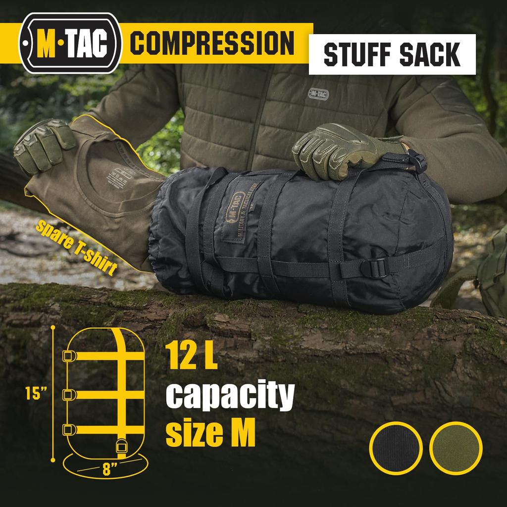 M-Tac Compression Stuff Sack for Sleeping Bag Military Waterproof Compression Bag Lightweight Nylon Compression Sack for Travel Camping Hiking