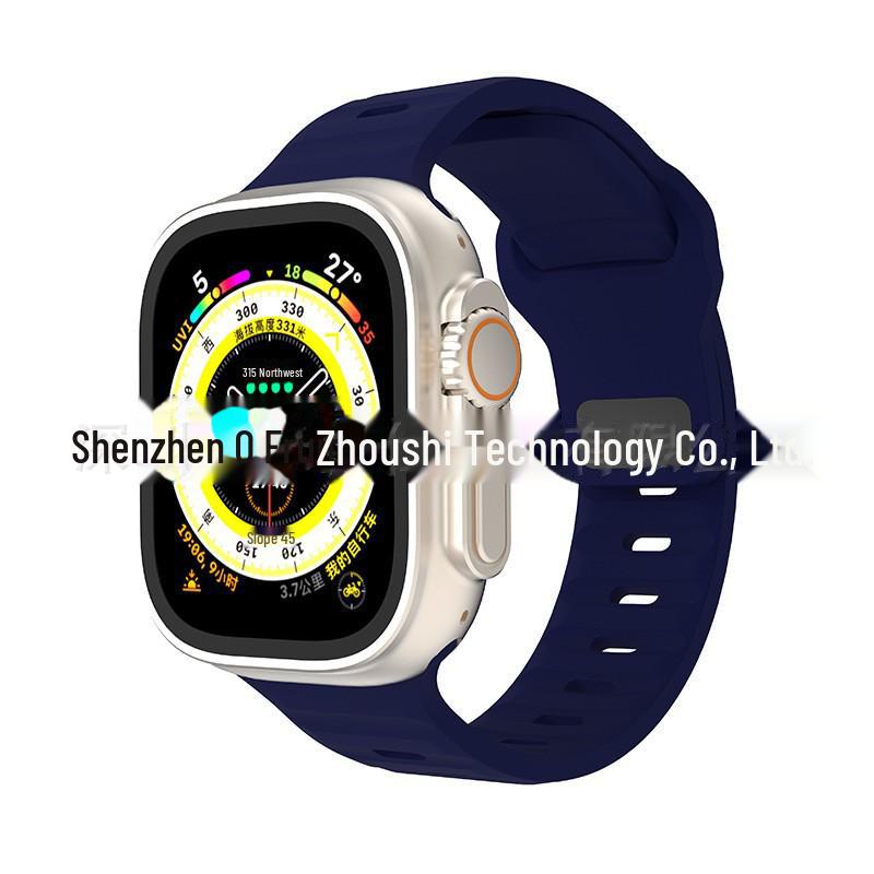 iWatch7 Diamond Buckle Horizontal Stripe S9 Silicone Strap for Apple Watch 8/Ultra