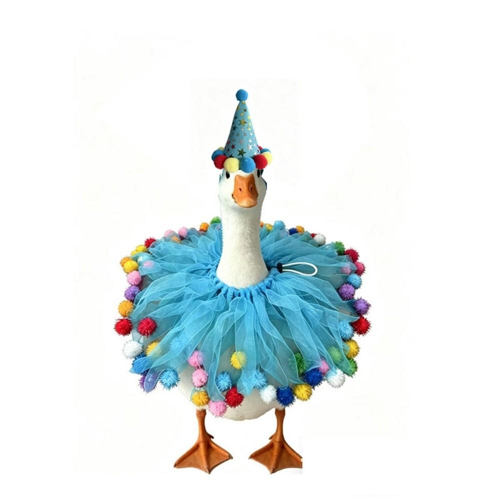 2Pcs/Set Hat and Tutu Collar Lawn Goose Clothes Colorful Pom-Pom Goose Clothes Farmhouse Style