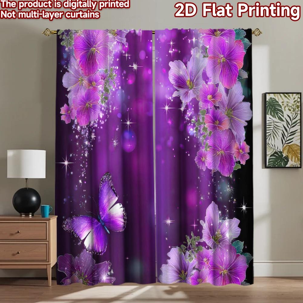 2D flat Photography Backdrop Popular Background cloth Butterfly and Purple Flowers 100% Polyester Holiday Decorations for