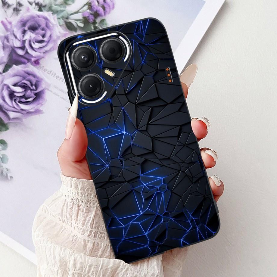 Black Silicone Cover For Tecno Pova 7 4G 5G / Pova 7 Pro Pova7 Ultra Neo Funda Cat Flower Dragon Design Bumper Soft Capa