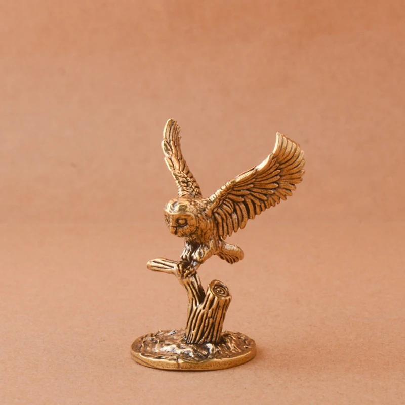 Vintage Eagle Figurine Copper Bird Statue Miniature Sculpture Ornament Office Desk Animal Decoration Home Decor Handmade Crafts