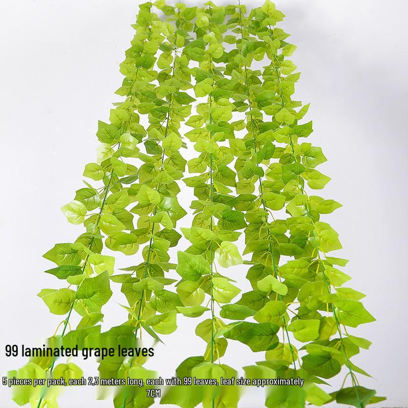 Artificial Rattan Vines for Pipe and Ceiling Decoration - Fake Green Leaves
